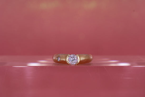 Eleganter Goldring 585 – 5,1 g – 14 Karat – Mit 0,51 ct & 0,05 ct E-Diamanten – Größe 54