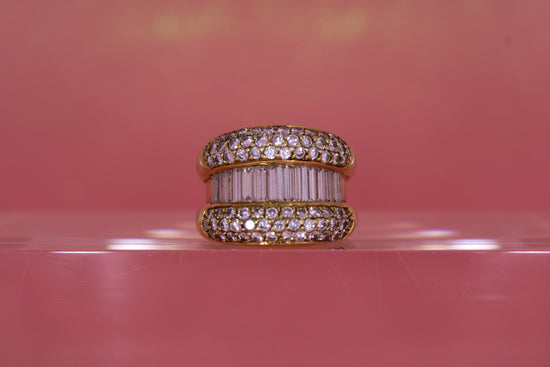 Klassischer Goldring 750 – 14,5 g – 18 Karat – Mit 3ct Baguette-Diamanten – Größe 53/54