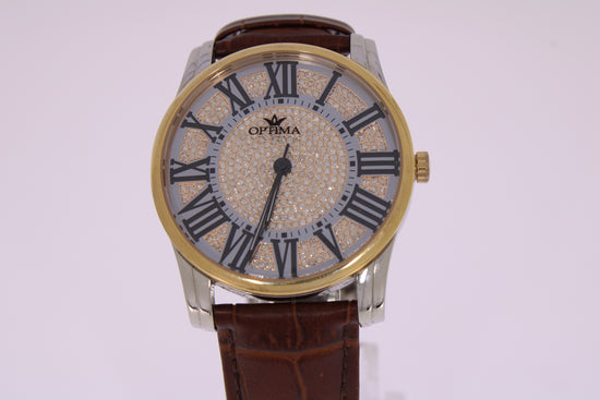 Optima Herren-Armbanduhr mit römischen Ziffern und Strassbesatz